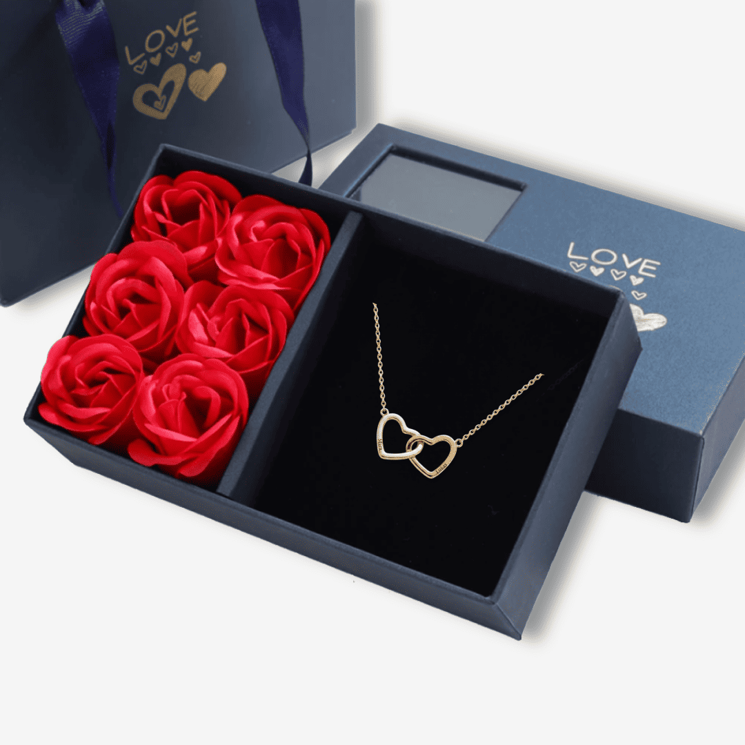 Engraved Necklace with Rose, Love Card