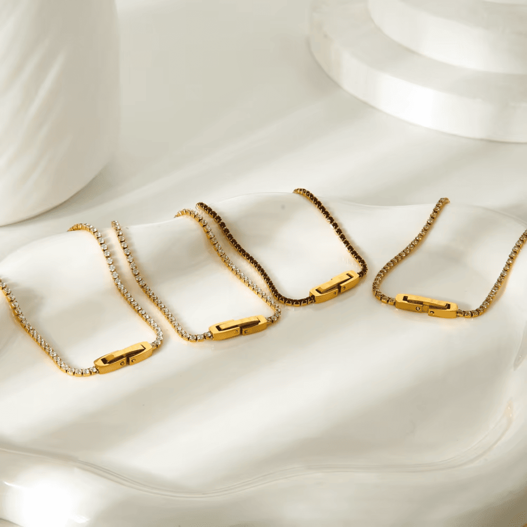 Elegantes Tennis Armband – 18K Vergoldet & Edelstahl