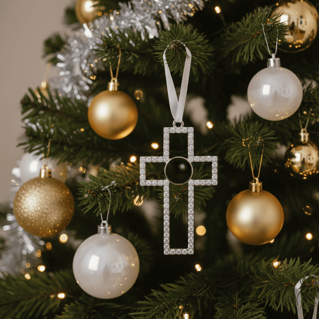 Kreuz Weihnachtsanhänger mit Foto