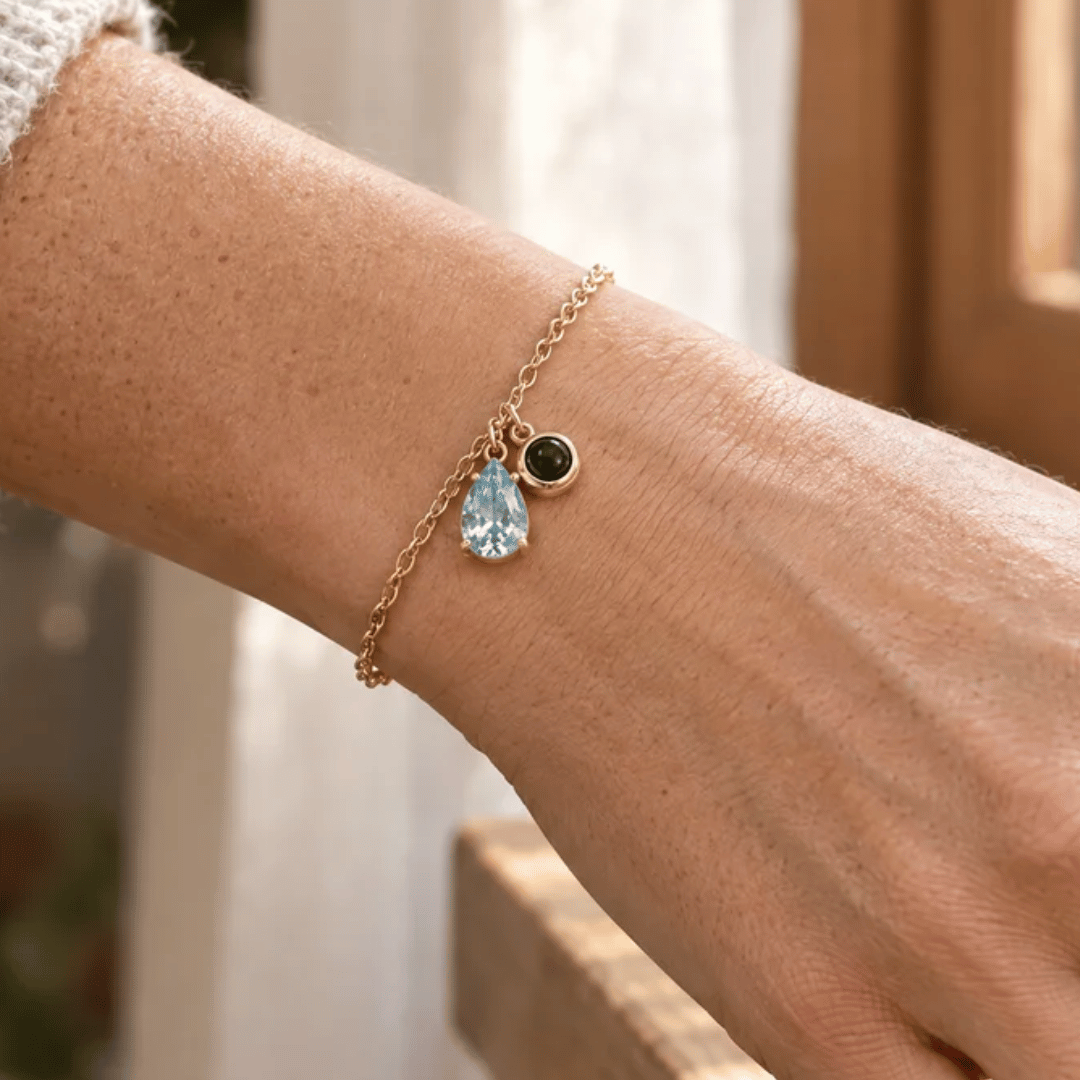 Personalisiertes Armband mit Foto - Geburtsstein