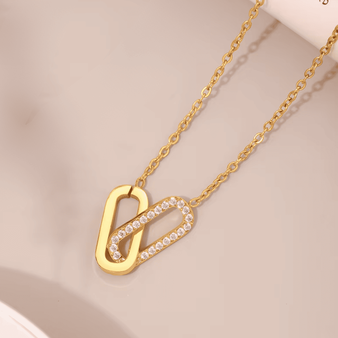 Doppelring Halskette - 18K Vergoldet