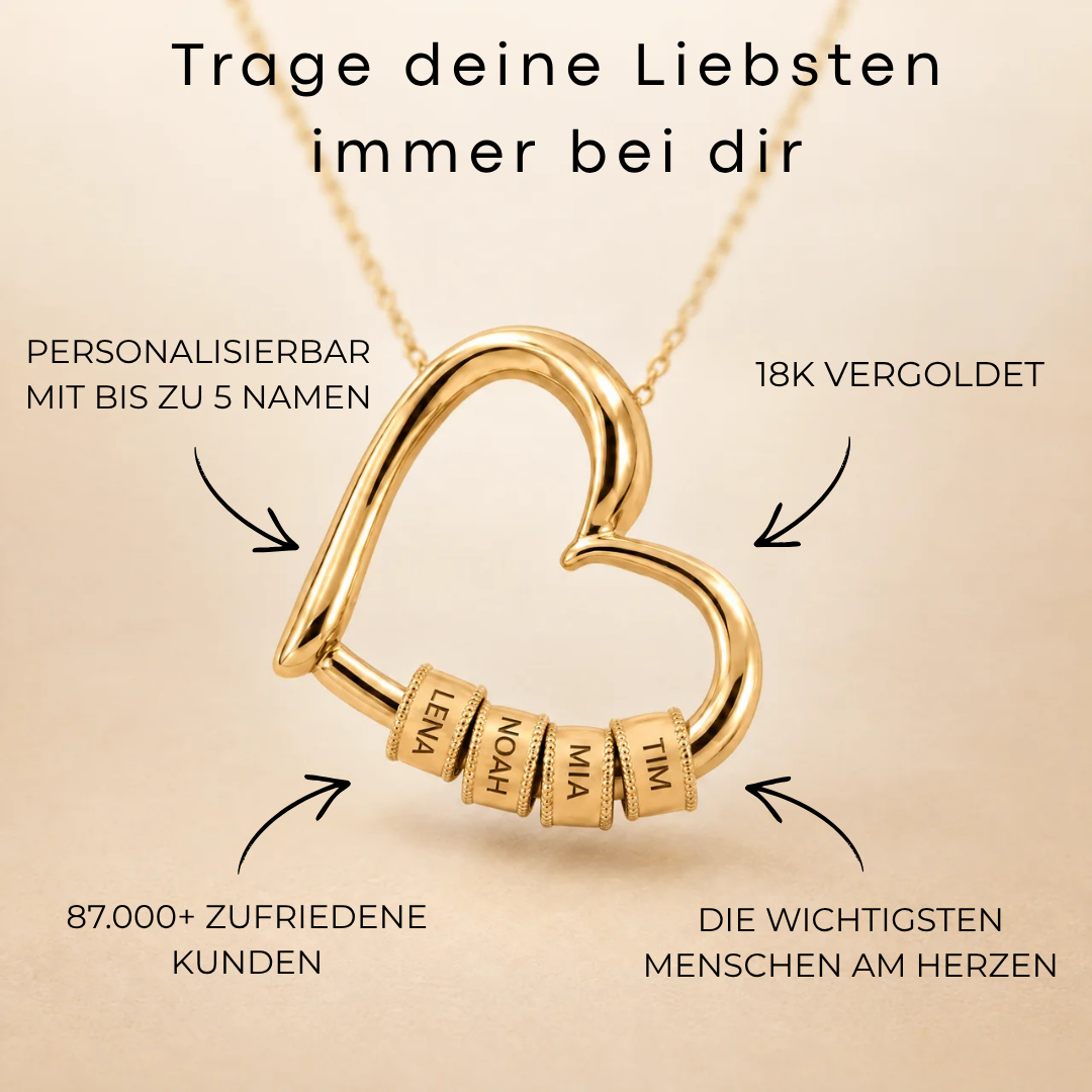 Herzkette mit gravierten Beads