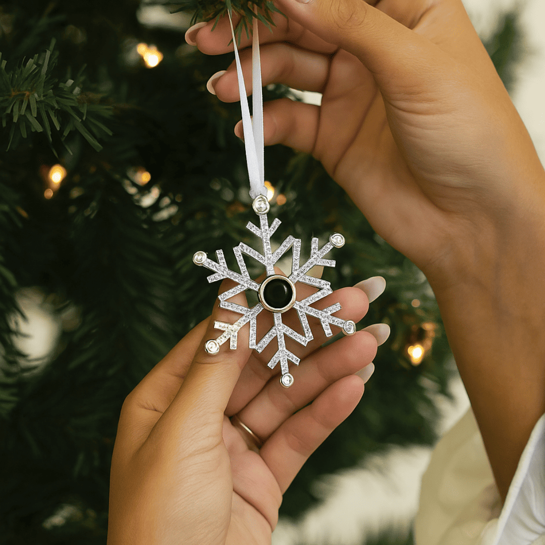 Schneeflocken Weihnachtsanhänger mit Foto