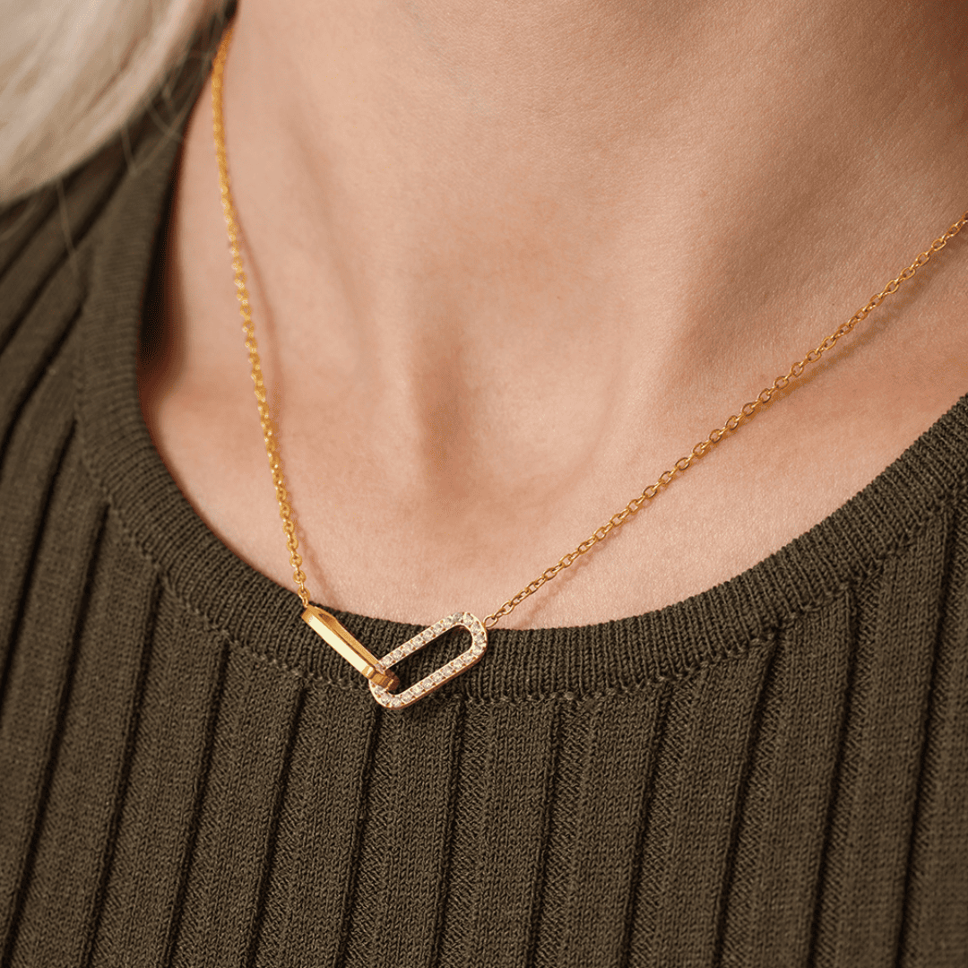 Doppelring Halskette - 18K Vergoldet