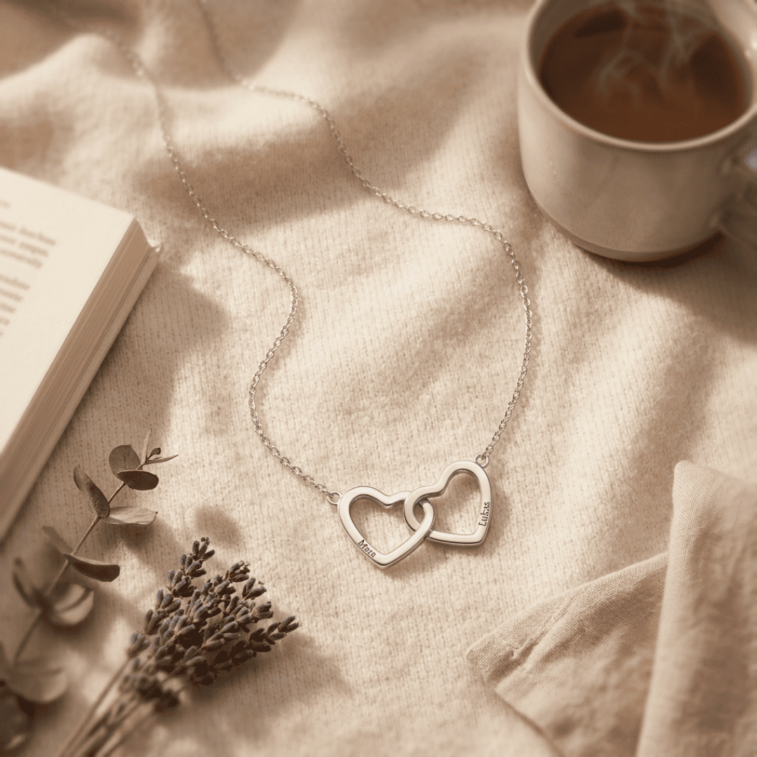 Engraved Necklace with Rose, Love Card