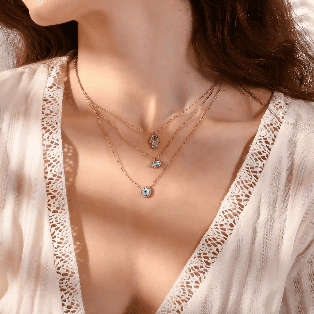 Evil Eye Halskette – 18K Vergoldet & Edelstahl