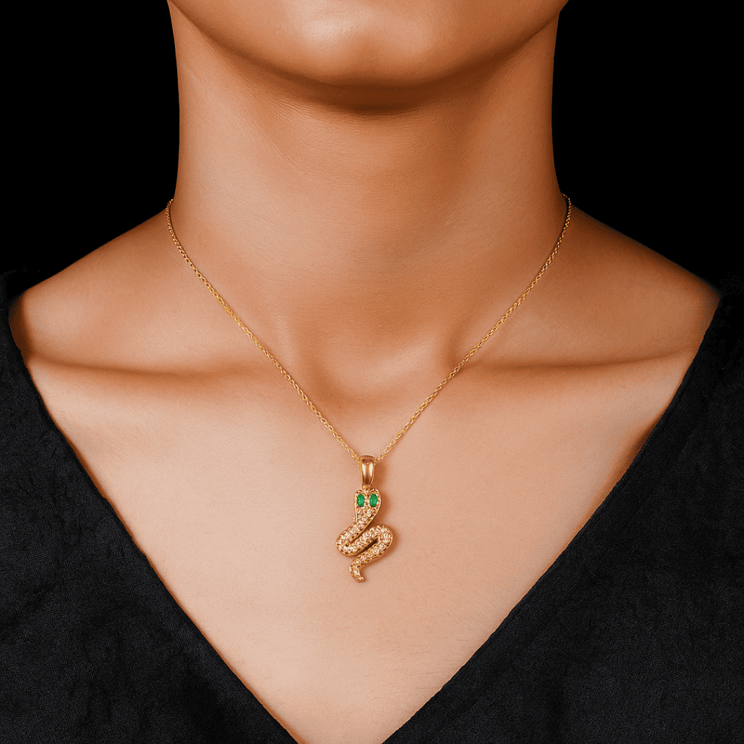 Schlangenanhänger Halskette – 18K Vergoldet & Edelstahl