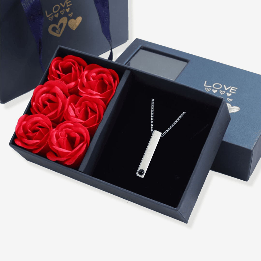 Personalisierte Halskette mit Foto - Stab, Box Chain